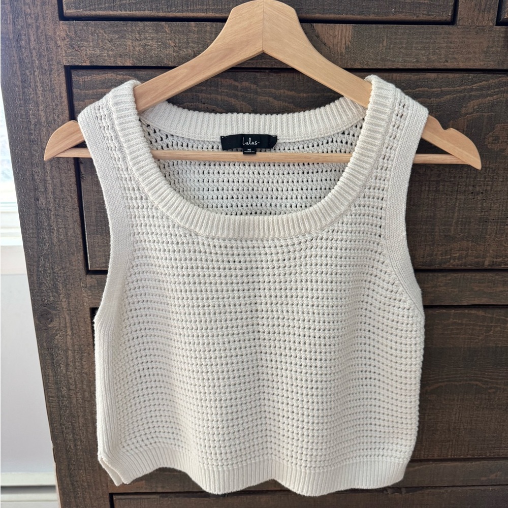 Lulu's Cream Knit Sleeveless Top